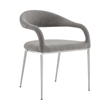 Morgan Dining Chair with Brushed Stainless Steel & Light Gray Fabric - Set of 2