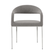 Morgan Dining Chair with Brushed Stainless Steel & Light Gray Fabric - Set of 2