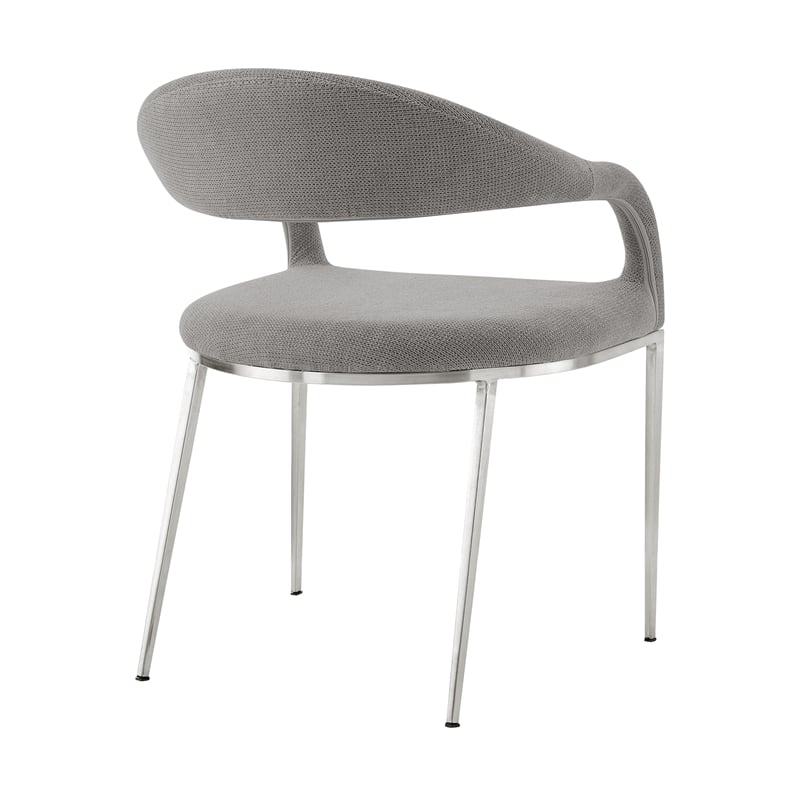 Morgan Dining Chair with Brushed Stainless Steel & Light Gray Fabric - Set of 2