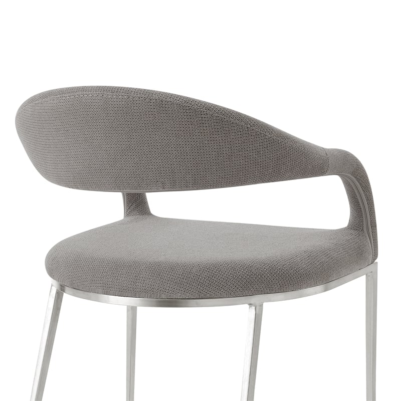 Morgan Dining Chair with Brushed Stainless Steel & Light Gray Fabric - Set of 2