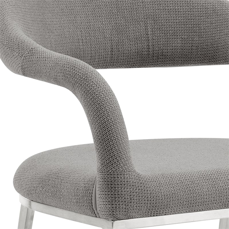 Morgan Dining Chair with Brushed Stainless Steel & Light Gray Fabric - Set of 2