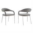 Morgan Dining Chair with Brushed Stainless Steel & Light Gray Fabric - Set of 2