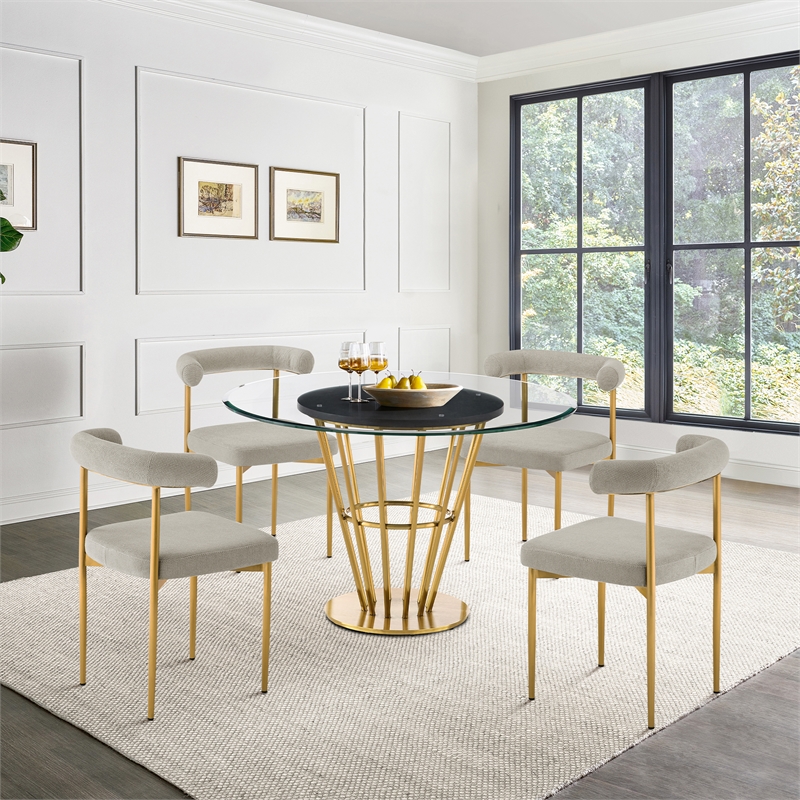 Shannon Dining Chair with Taupe Fabric - Set of 2