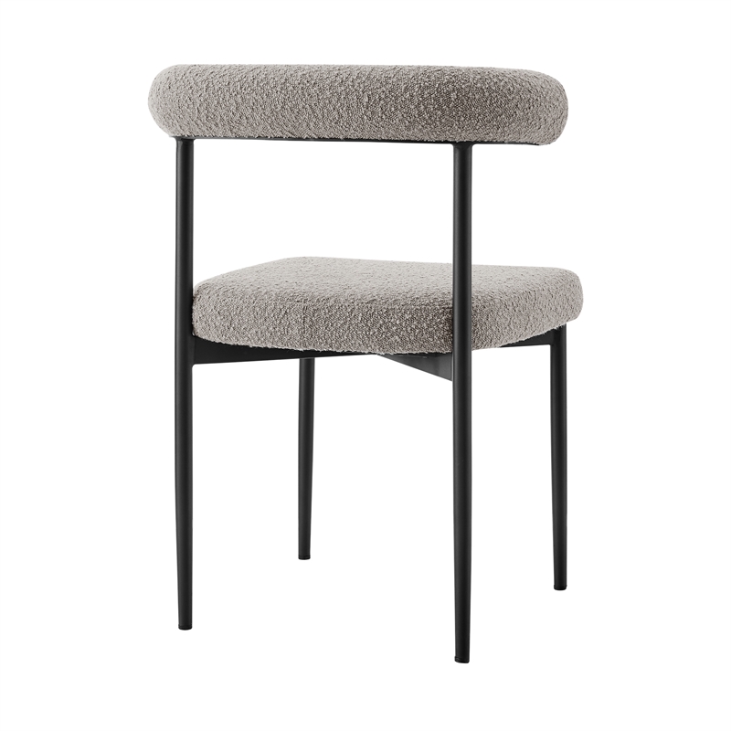 Shannon Dining Chair with Matte Black Iron and Cream Fabric - Set of 2