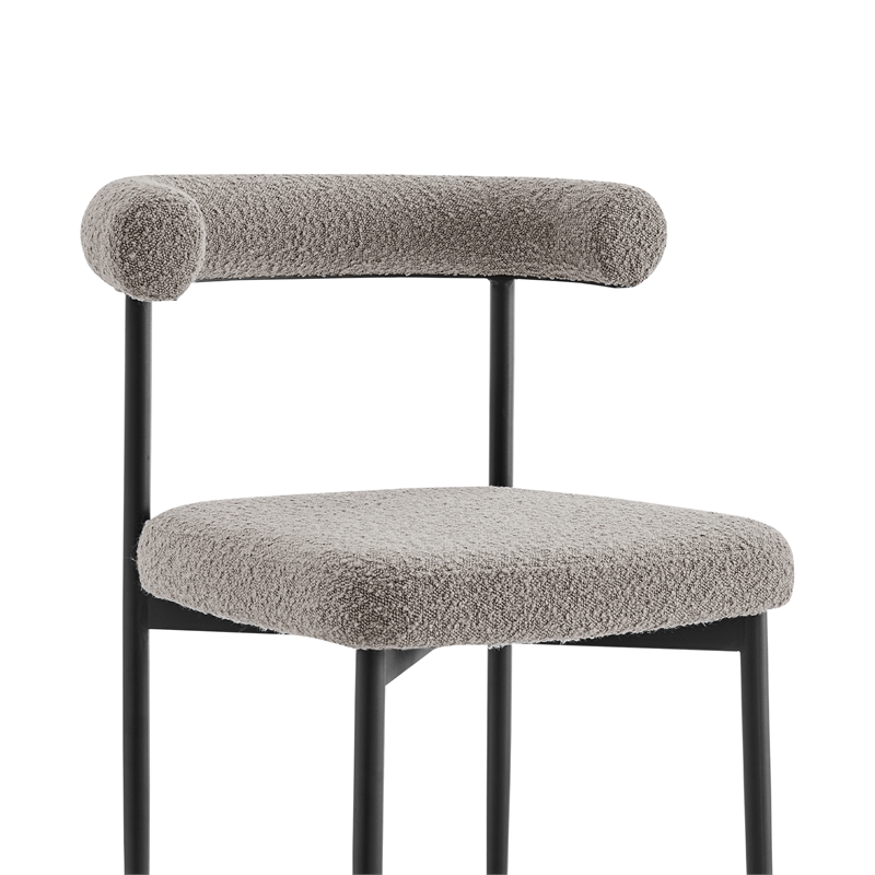 Shannon Dining Chair with Matte Black Iron and Cream Fabric - Set of 2