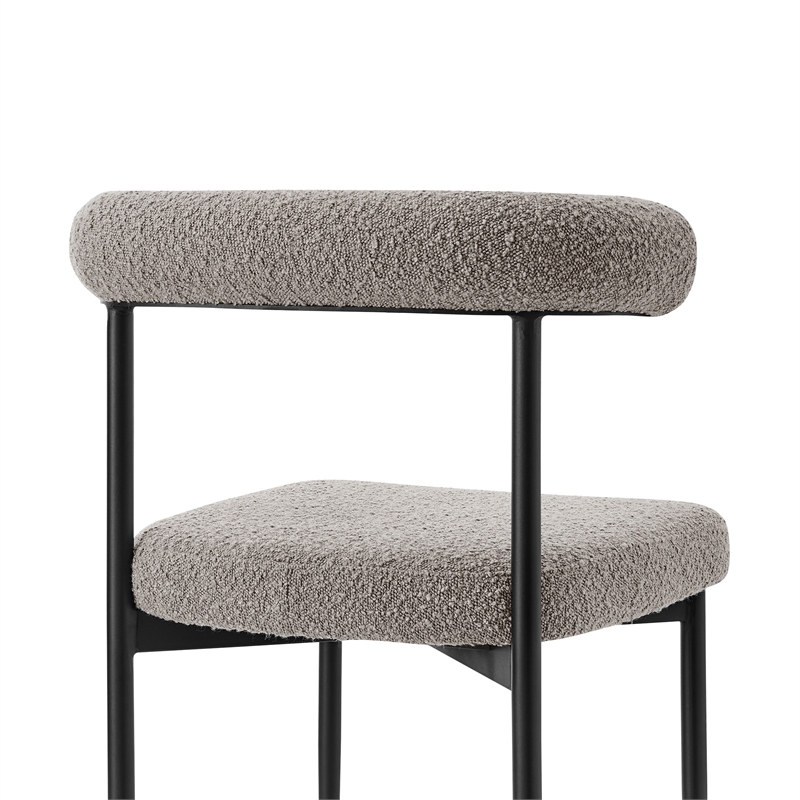 Shannon Dining Chair with Matte Black Iron and Cream Fabric - Set of 2