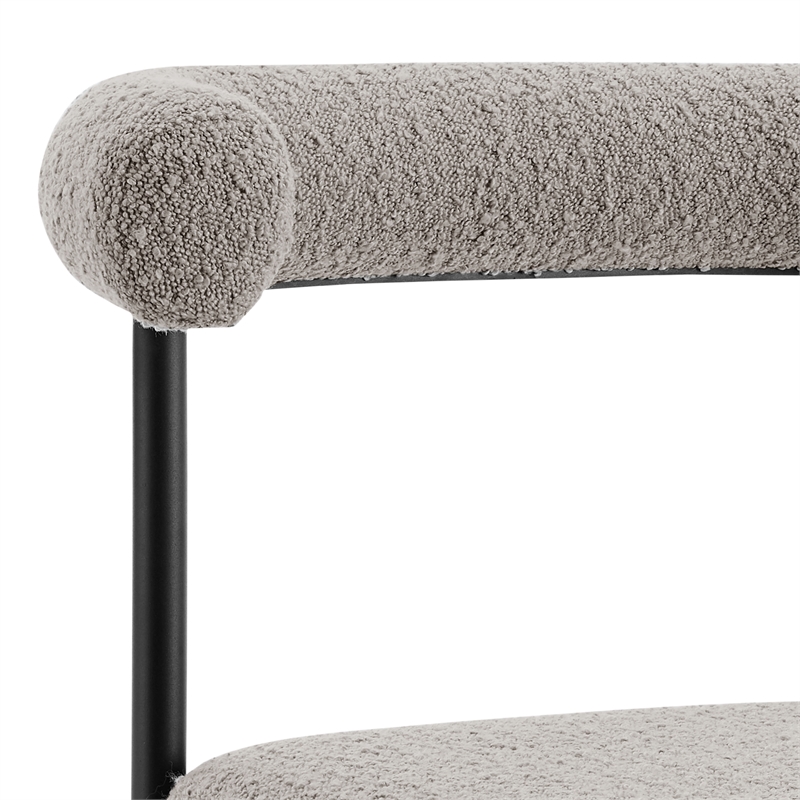 Shannon Dining Chair with Matte Black Iron and Cream Fabric - Set of 2