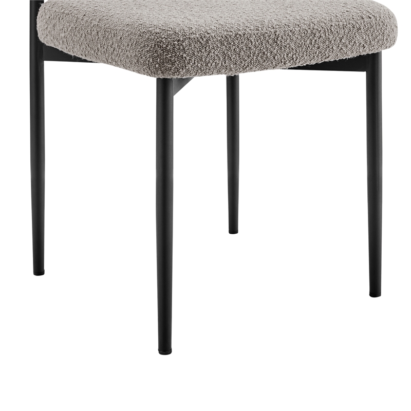 Shannon Dining Chair with Matte Black Iron and Cream Fabric - Set of 2