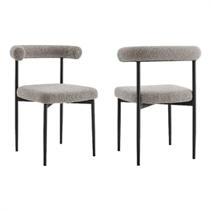 Shannon Dining Chair with Matte Black Iron and Cream Fabric - Set of 2