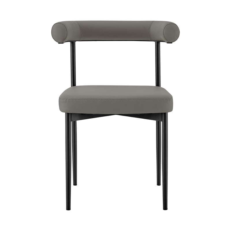 Shannon Dining Chair with Matte Black Iron & Light Gray Faux Leather - Set of 2