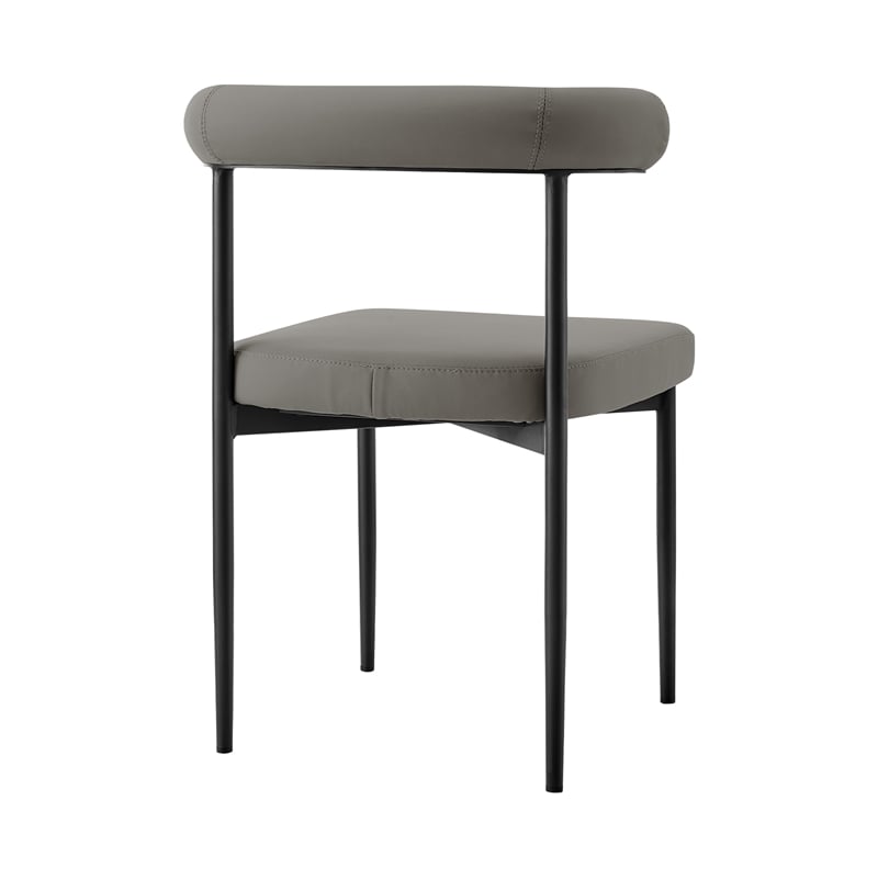 Shannon Dining Chair with Matte Black Iron & Light Gray Faux Leather - Set of 2