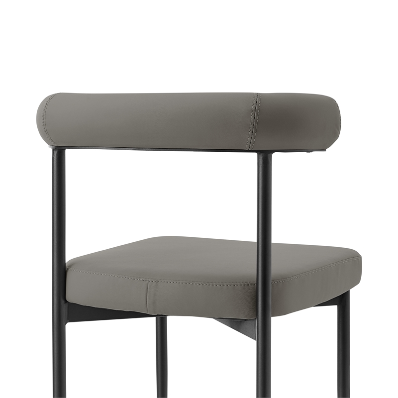 Shannon Dining Chair with Matte Black Iron & Light Gray Faux Leather - Set of 2