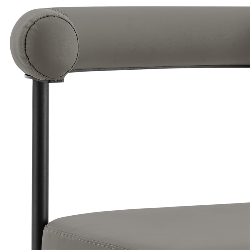 Shannon Dining Chair with Matte Black Iron & Light Gray Faux Leather - Set of 2