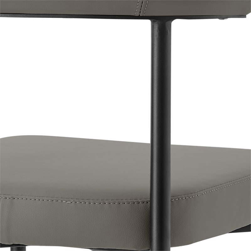 Shannon Dining Chair with Matte Black Iron & Light Gray Faux Leather - Set of 2