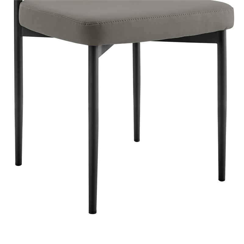Shannon Dining Chair with Matte Black Iron & Light Gray Faux Leather - Set of 2
