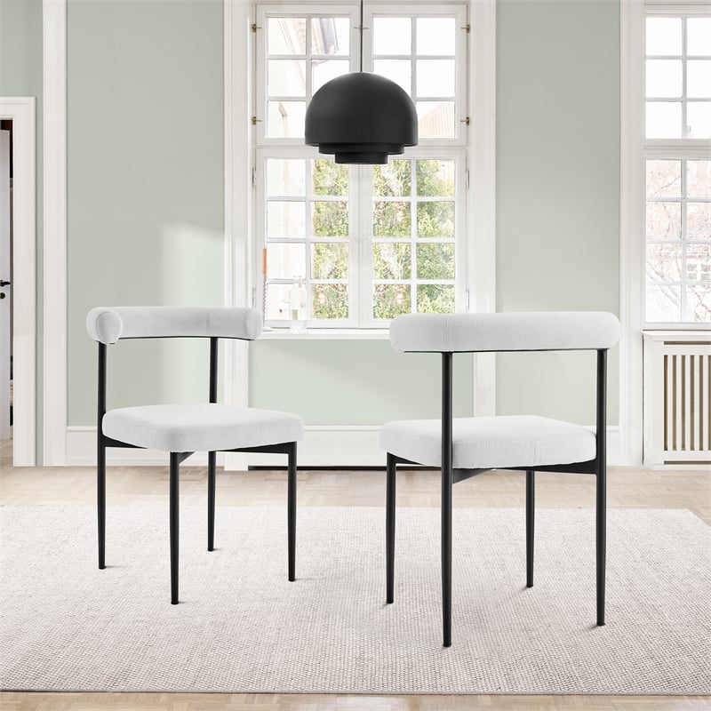 Shannon Dining Chair with Matte Black Iron & Thundercloud Gray Fabric - Set of 2
