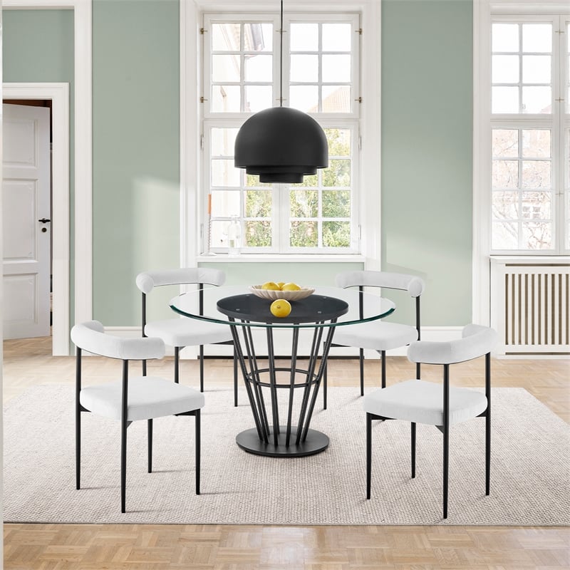 Shannon Dining Chair with Matte Black Iron & Thundercloud Gray Fabric - Set of 2
