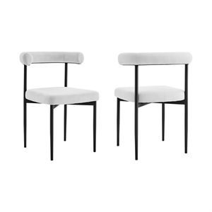 Shannon Dining Chair with Matte Black Iron & Thundercloud Gray Fabric - Set of 2