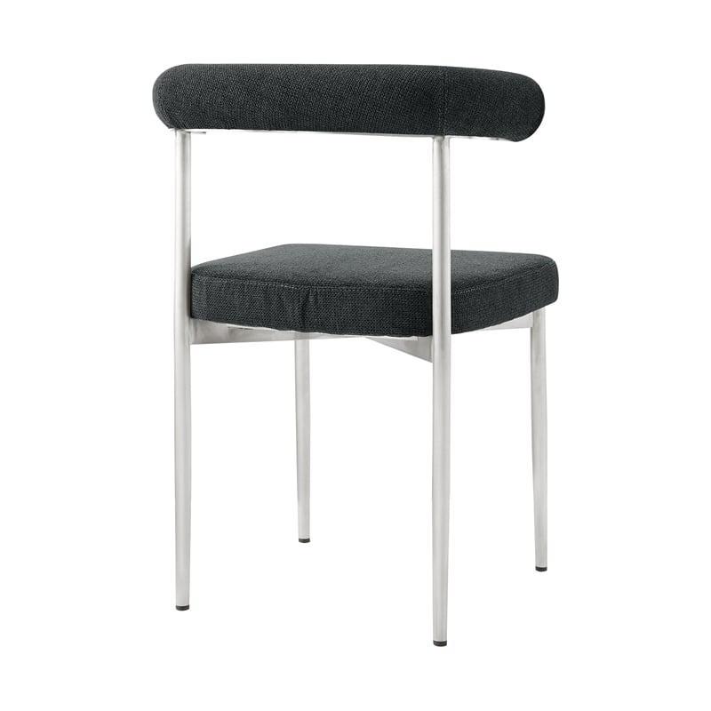 Shannon Dining Chair with Brushed Stainless Steal and Charcoal Fabric - Set of 2