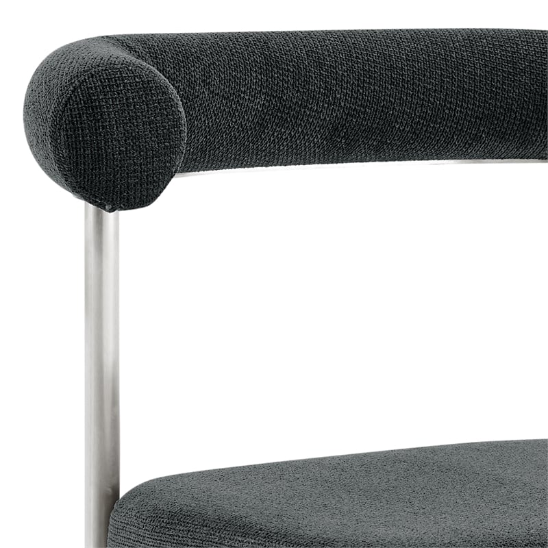 Shannon Dining Chair with Brushed Stainless Steal and Charcoal Fabric - Set of 2