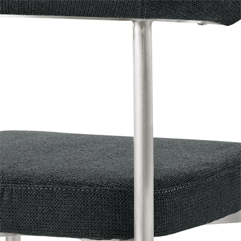 Shannon Dining Chair with Brushed Stainless Steal and Charcoal Fabric - Set of 2