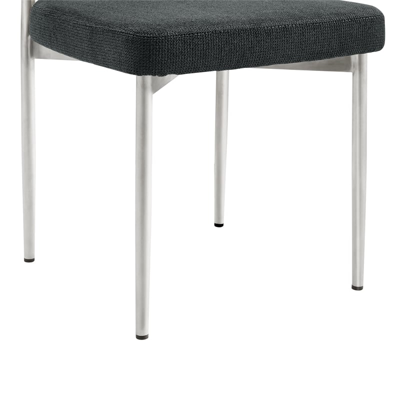 Shannon Dining Chair with Brushed Stainless Steal and Charcoal Fabric - Set of 2