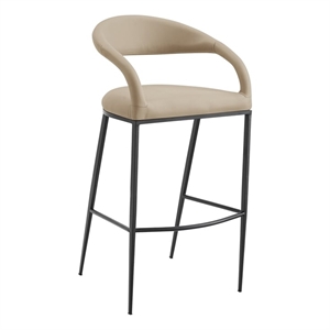 Ramona 26&quot Counter Stool with Matte Black Iron and Beige Faux Leather