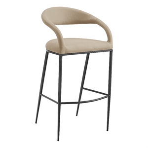 Ramona 30&quot Bar Stool with Matte Black Iron and Beige Faux Leather