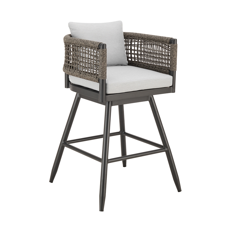 Alegria Outdoor Patio Swivel Counter Stool in Aluminum