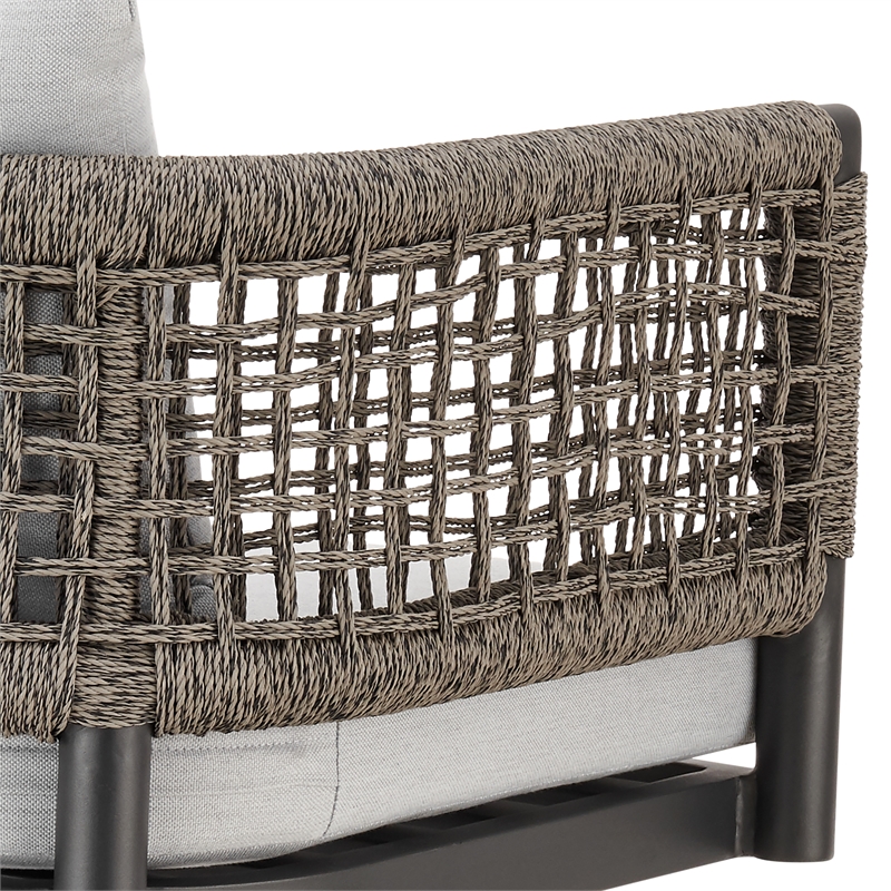 Alegria Outdoor Swivel BarStool in Aluminum with Gray Rope & Light Gray Cushions