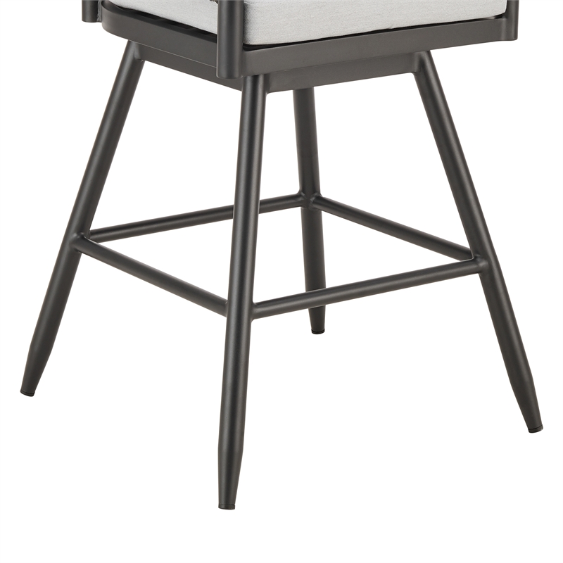 Alegria Outdoor Swivel BarStool in Aluminum with Gray Rope & Light Gray Cushions