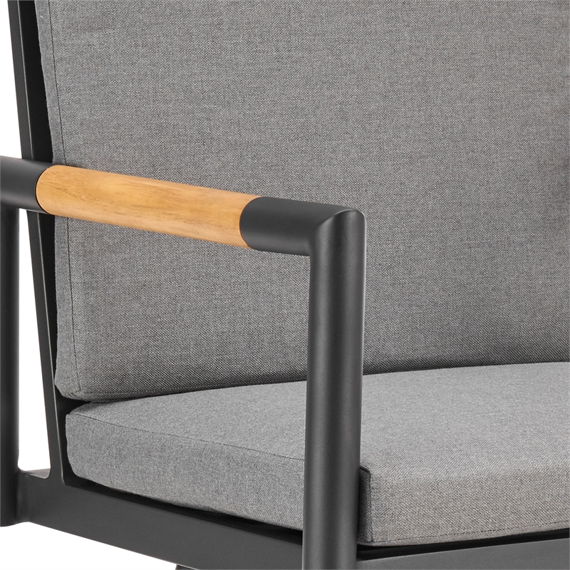 Crown Outdoor Swivel CounterStool in Aluminum with Tan Rope & Dark Gray Cushions