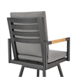 Crown Outdoor Swivel Bar Stool in Aluminum with Tan Rope & Dark Gray Cushions
