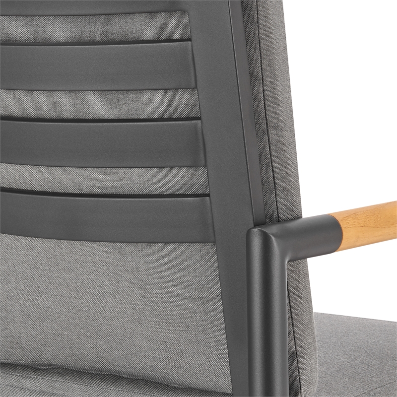 Crown Outdoor Swivel Bar Stool in Aluminum with Tan Rope & Dark Gray Cushions