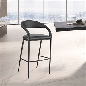 Ramona 26&quot Counter Stool with Matte Black Iron and Black Faux Leather