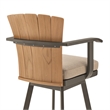 Hazel Outdoor Swivel Counter Stool in Aluminum with Teak Wood & Brown Cushion