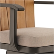Hazel Outdoor Swivel Counter Stool in Aluminum with Teak Wood & Brown Cushion