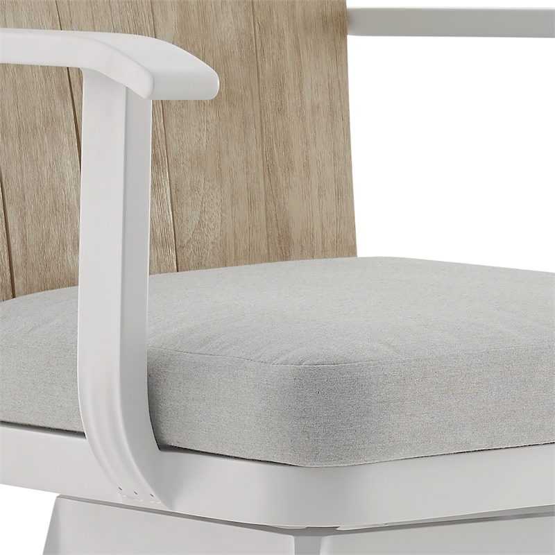 Hazel Outdoor Swivel Counter Stool in Aluminum with Teak Wood
