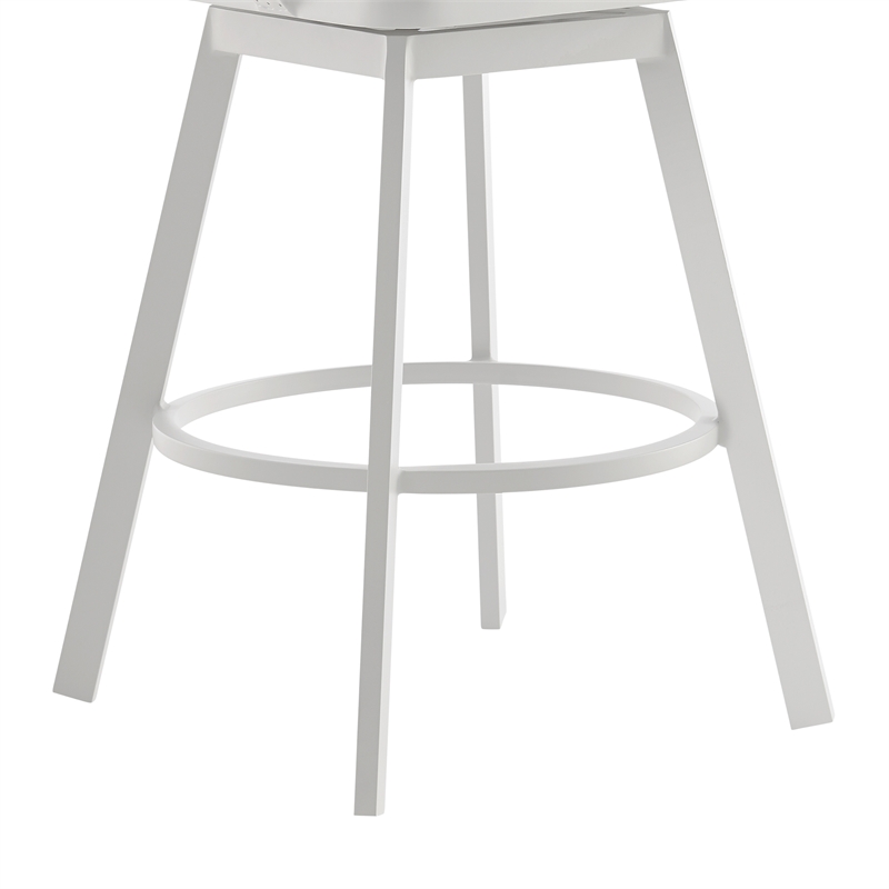 Hazel Outdoor Swivel Counter Stool in Aluminum with Teak Wood