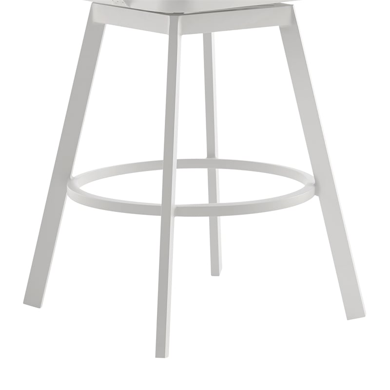 Hazel Outdoor Swivel Bar Stool in Aluminum with Teak Wood & Argent Gray Cushion