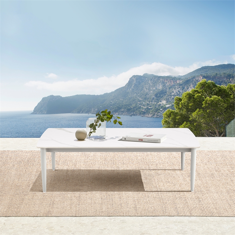 Rhodes Outdoor Rectangular Gray Coffee Table