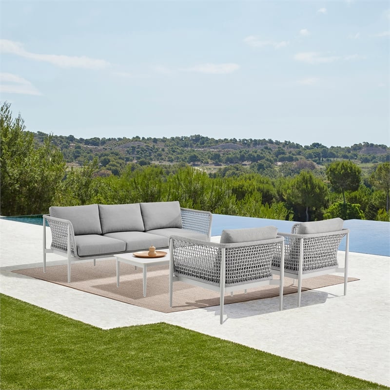 Rhodes Outdoor Rectangular Gray Coffee Table