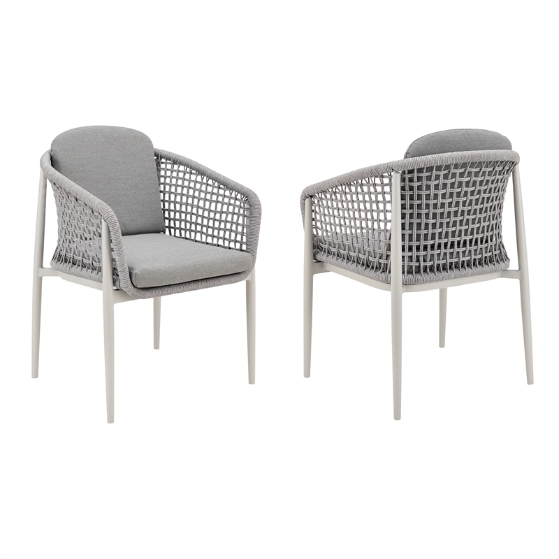 Rhodes Outdoor Patio Dining Chair in Aluminum Set of 2