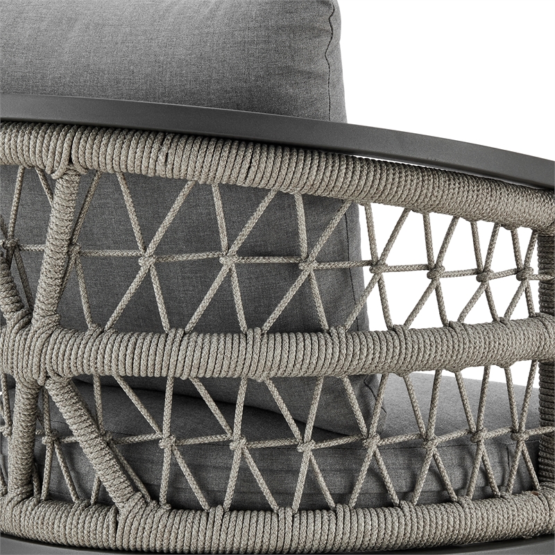 Zella Outdoor Patio Bar or Counter Stool in Aluminum with Rope and Cushions