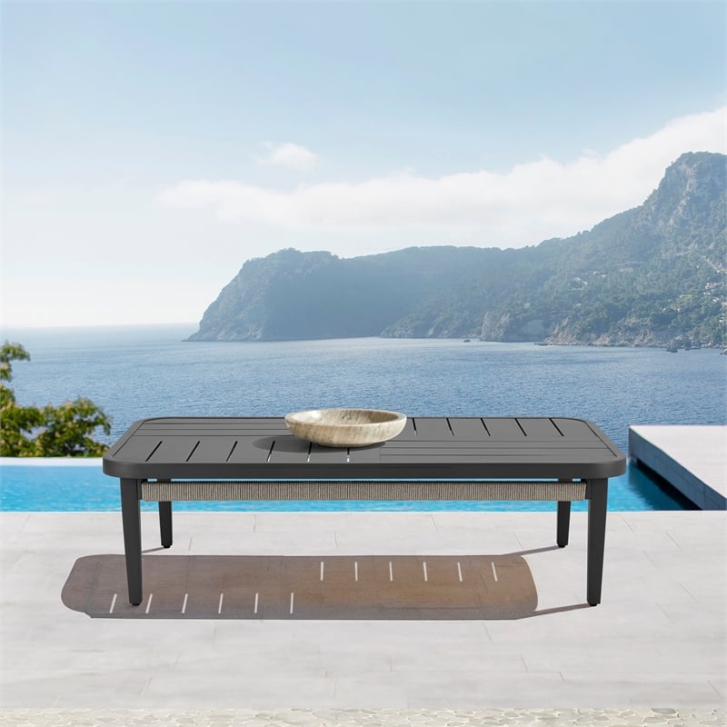 Zella Rectangular Coffee Table in Aluminum