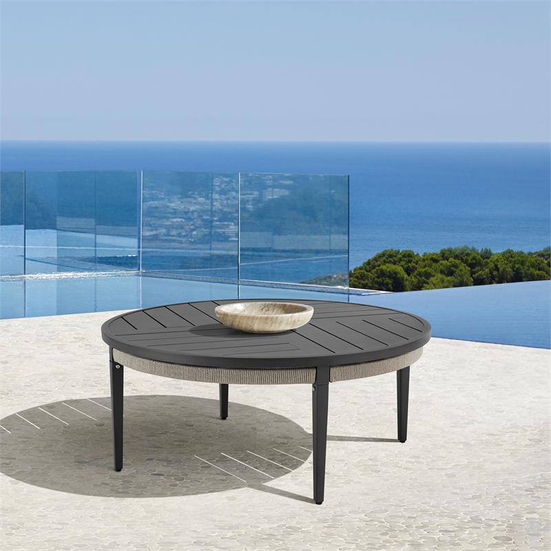 Zella Round Coffee Table in Aluminum