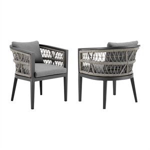Zella Outdoor Patio Dining Chair in Aluminum - Set of 2