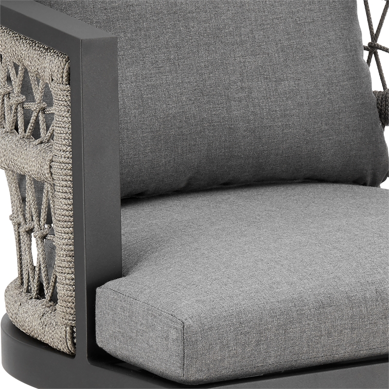 Zella Outdoor  Swivel Bar or Counter Stool in Aluminum with Rope and Cushions