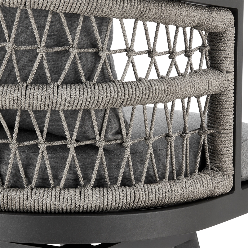 Zella Outdoor  Swivel Bar or Counter Stool in Aluminum with Rope and Cushions