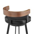 Idris Swivel Counter or Bar Stool in Metal with Walnut Finish and Faux Leather